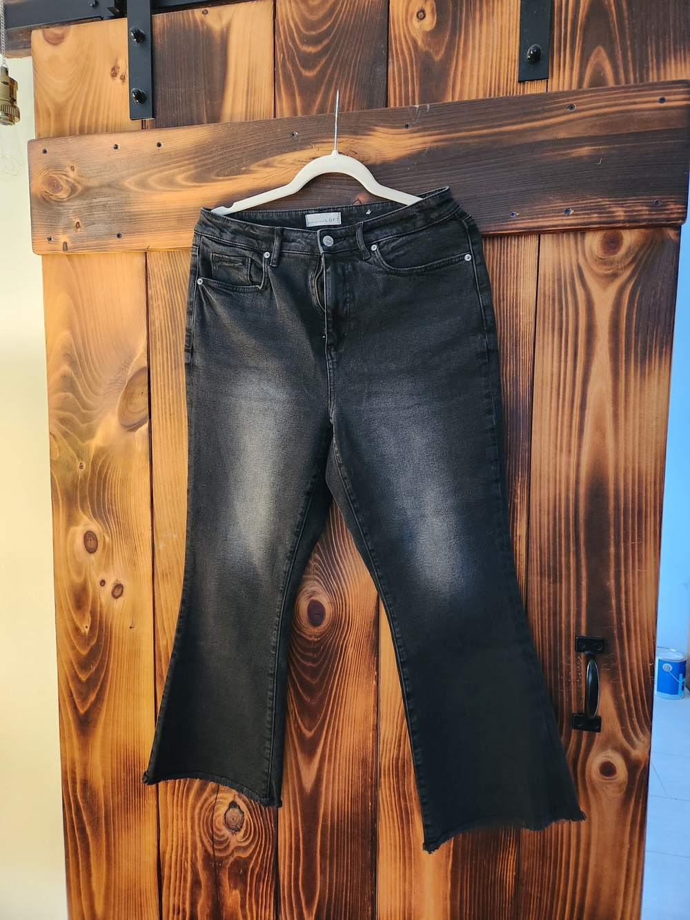 LOFT Black Cropped Flare Jeans